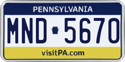 PA license plate MND5670