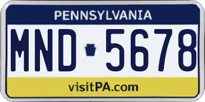 PA license plate MND5678