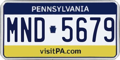 PA license plate MND5679