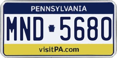 PA license plate MND5680