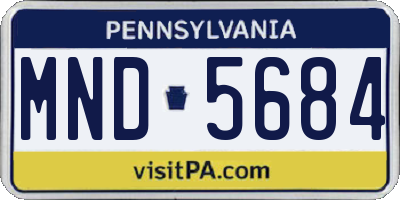 PA license plate MND5684