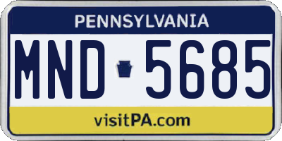 PA license plate MND5685
