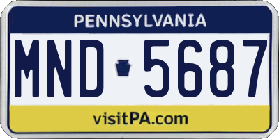 PA license plate MND5687