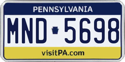 PA license plate MND5698