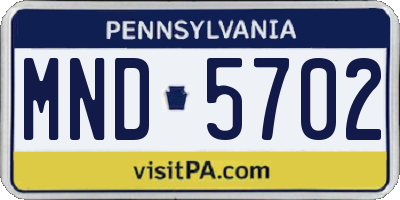 PA license plate MND5702