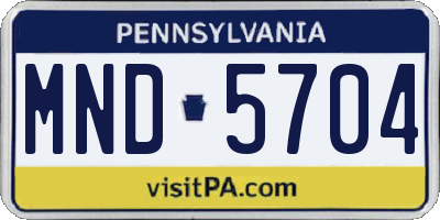 PA license plate MND5704