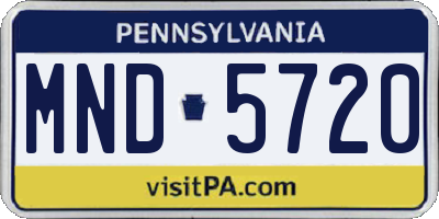 PA license plate MND5720