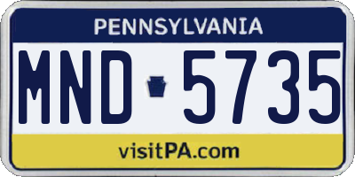 PA license plate MND5735