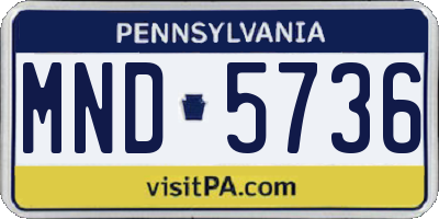 PA license plate MND5736