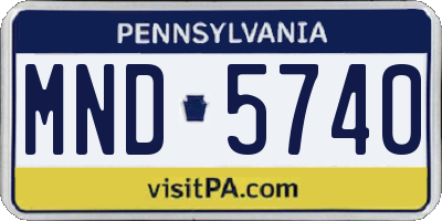 PA license plate MND5740