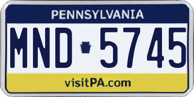 PA license plate MND5745