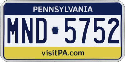 PA license plate MND5752