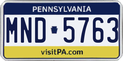 PA license plate MND5763