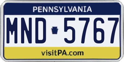 PA license plate MND5767