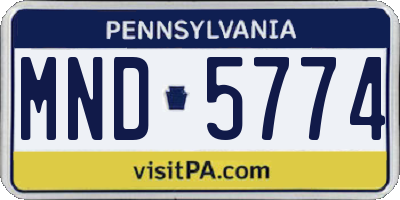 PA license plate MND5774