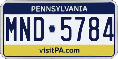 PA license plate MND5784