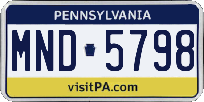 PA license plate MND5798