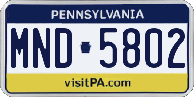 PA license plate MND5802