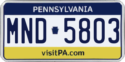 PA license plate MND5803