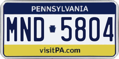 PA license plate MND5804