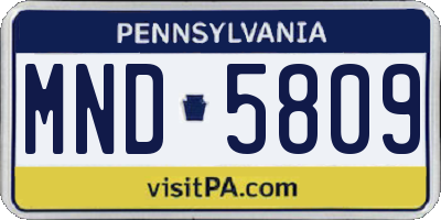 PA license plate MND5809