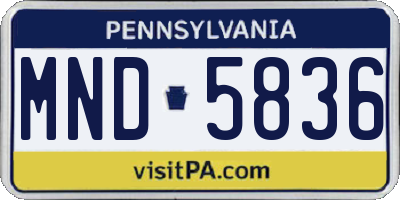 PA license plate MND5836