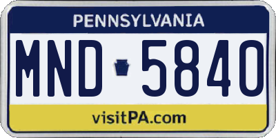PA license plate MND5840