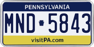 PA license plate MND5843