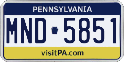 PA license plate MND5851