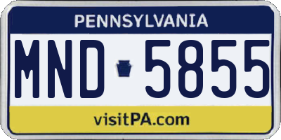 PA license plate MND5855