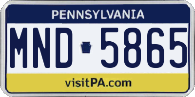 PA license plate MND5865