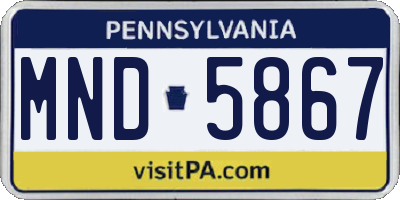 PA license plate MND5867