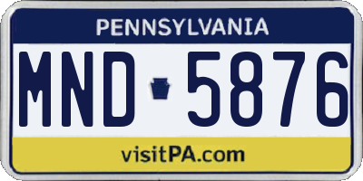 PA license plate MND5876