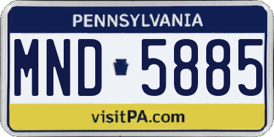 PA license plate MND5885
