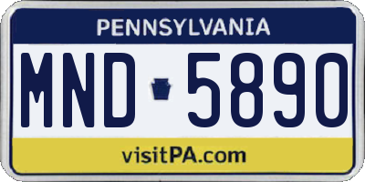 PA license plate MND5890