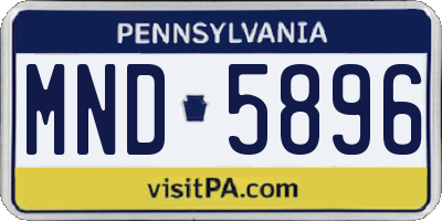 PA license plate MND5896
