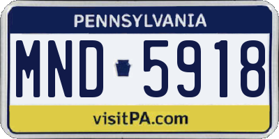 PA license plate MND5918