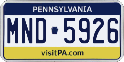 PA license plate MND5926