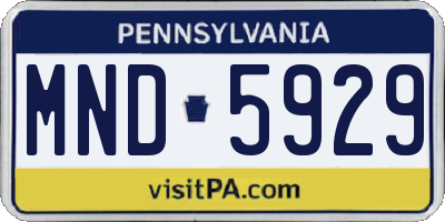PA license plate MND5929
