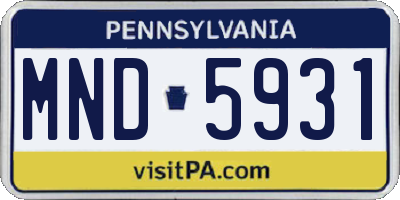 PA license plate MND5931