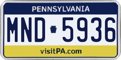PA license plate MND5936
