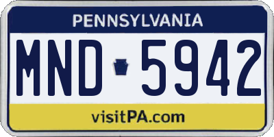 PA license plate MND5942