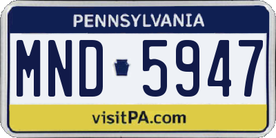 PA license plate MND5947