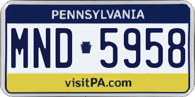 PA license plate MND5958