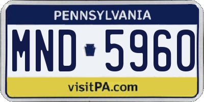 PA license plate MND5960