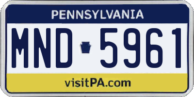 PA license plate MND5961