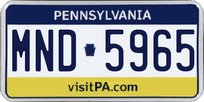 PA license plate MND5965