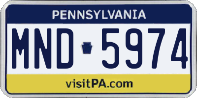 PA license plate MND5974