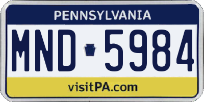 PA license plate MND5984