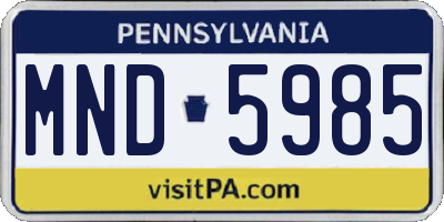 PA license plate MND5985
